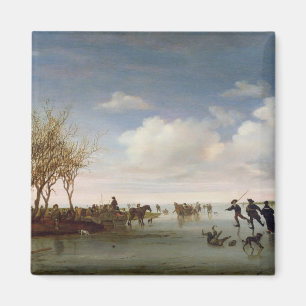 Imã Paisagem holandesa com patinadores