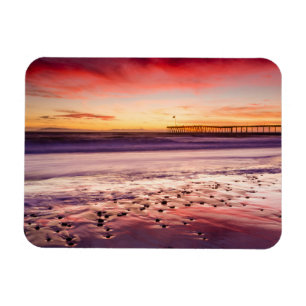 Ímã Paisagem marinha e pier ao pôr do sol, CA