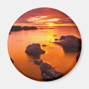 Imã Paisagem marinha laranja, pôr do sol, Califórnia