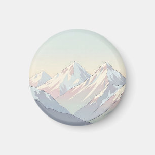 Imã Paisagem Minimalista de Montanhas em Pastel
