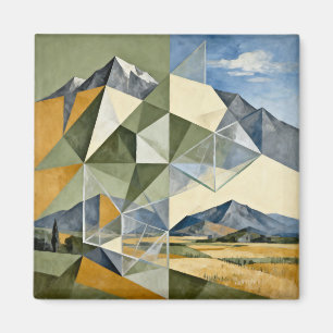 Imã Paisagem Montanhosa Abstrata Geométrica