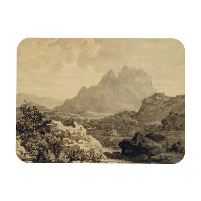 Ímã Paisagem montanhosa, c.1780 (cinzas e lavagem cast (Horizontal)