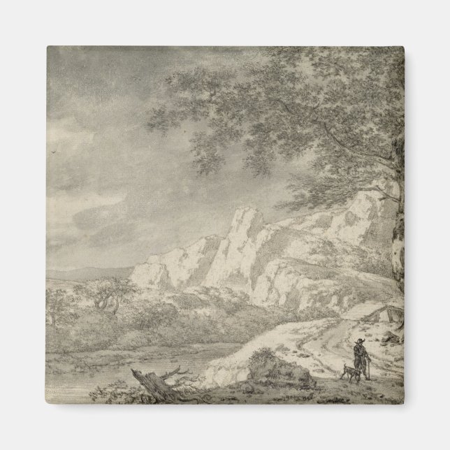 Imã Paisagem Montanhosa com um Hiker (Frente)