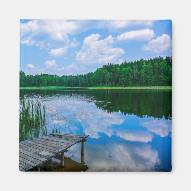 Imã Paisagem natural Cenário lago Sky Belarus (Frente)