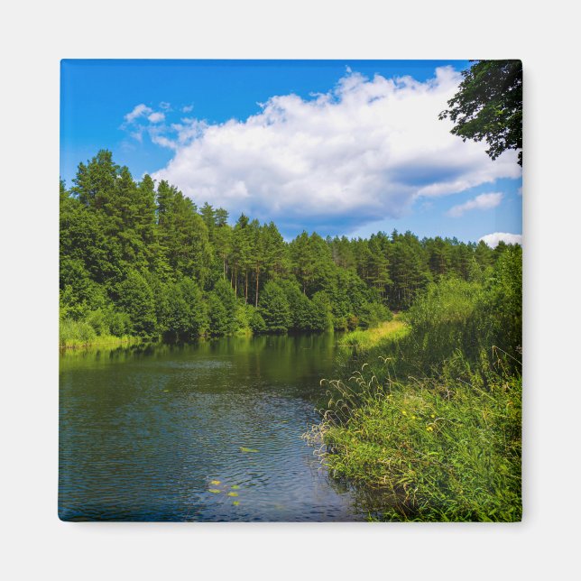 Imã Paisagem natural Cenário lago Sky Belarus (Frente)