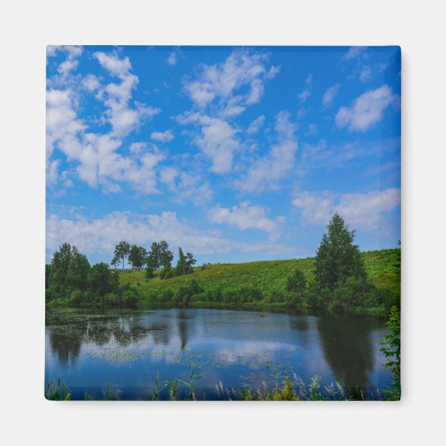 Imã Paisagem Natural Lago Céu Belarus Ímã (Frente)