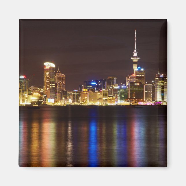 Imã Paisagem Noturna da Cidade de Auckland (Frente)