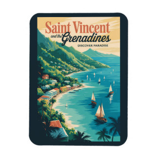 Ímã Paisagem Retro de São Vicente e Granadinas