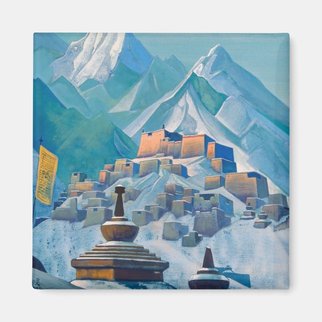 Imã Paisagem tibetana nos Picos da Montanha Himalaia (Frente)