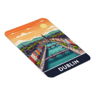 Ímã Paisagem Urbana Colorida de Dublin – Rio Liffey e