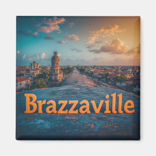 Imã Paisagem urbana da cidade de Brazzaville ao pôr do