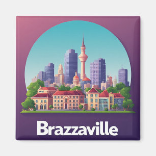 Imã Paisagem urbana de Brazzaville com catedral histór