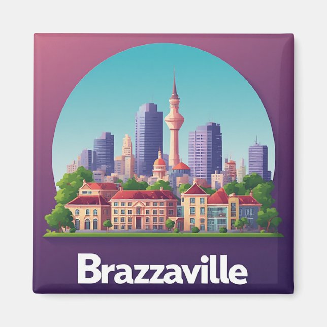 Imã Paisagem urbana de Brazzaville com catedral histór (Frente)