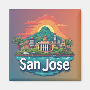 Imã Paisagem Urbana de San Jose com o Marco do Capitól