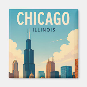 Imã Paisagem Urbana do Centro de Chicago Illinois à Be