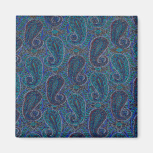 Imã Paisley Blue Indian Boho Art Pattern
