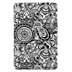 Ímã Paisley floral branco preto bonito