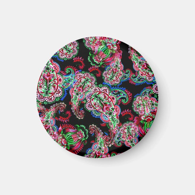 Imã Paisley Floral, Fundo Étnico. (Frente)