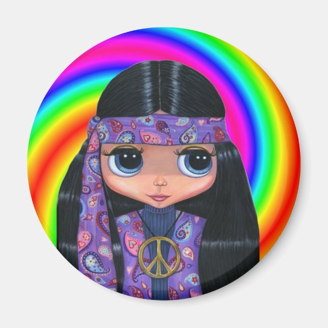 Imã Paisley Hippie Doll Swirl Magnet (Frente)