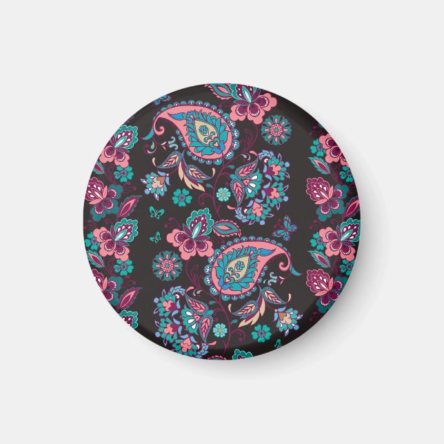 Imã Paisley Stripe: Decorativa Negra Sem Semente (Frente)