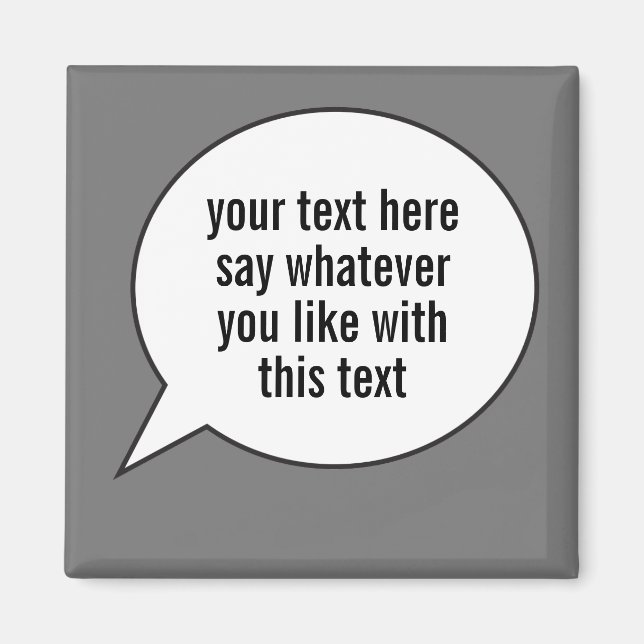 Imã Palavra de Bubble Speech Ballon com suas palavras (Frente)