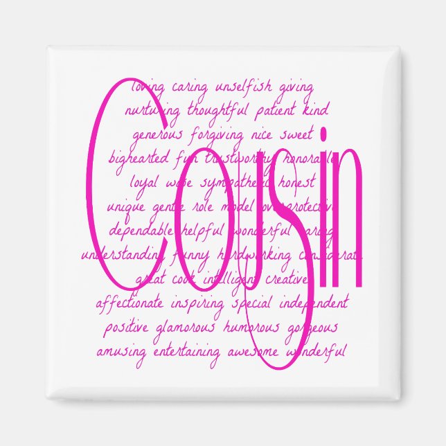 Imã Palavras adoráveis para um primo (Frente)