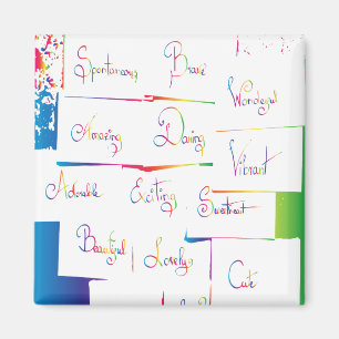 Imã Palavras colorido positivas manuscritas