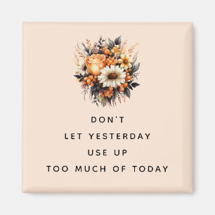 Imã Palavras sábias Inspiracionais com um Buquê Flor