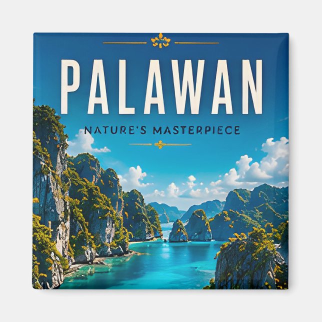 Imã 🏝️ Palawan Filipinas Decoração de Lagoa 🌊 (Frente)