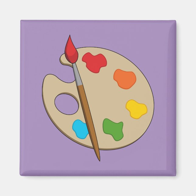 Imã Paleta de Artista com Pincel de Pintura (Frente)