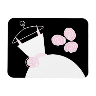 Ímã Palhaço Cor-de-rosa preto de Casamento horizontal
