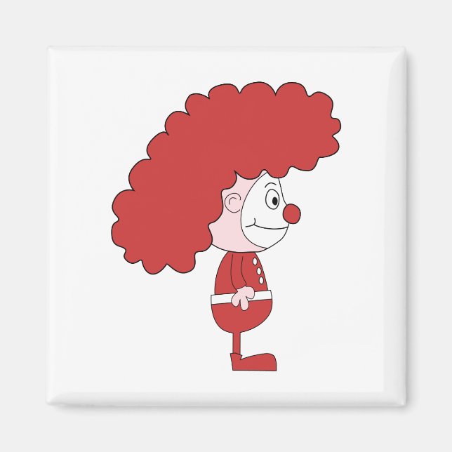 Imã Palhaço em Vermelho e Branco. Cartoon. (Frente)