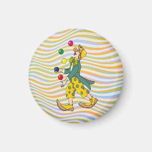 Imã Palhaço Engraçado Brincando Com Bolas Coloridas