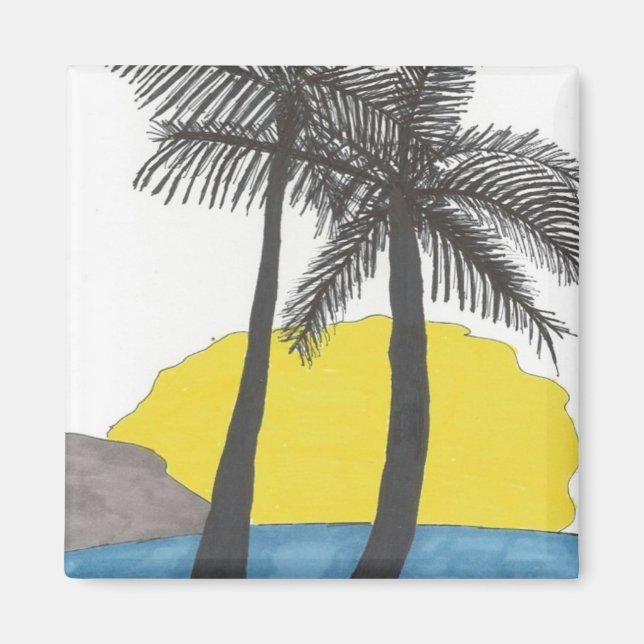 Imã Palm Tree Sunrise (Frente)