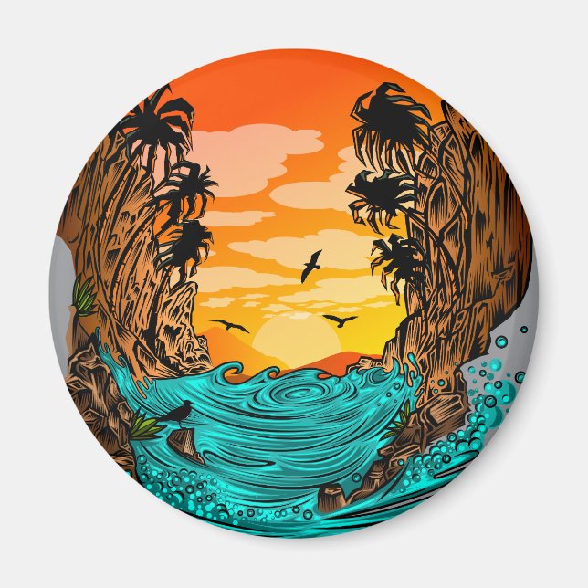 Imã Palm Tree Sunset (Frente)