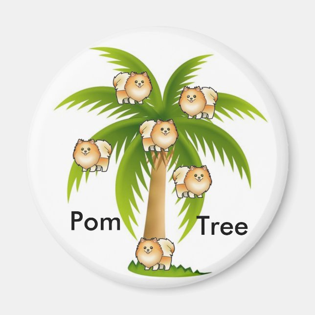Imã Palm Tree with Pomeranians (Frente)