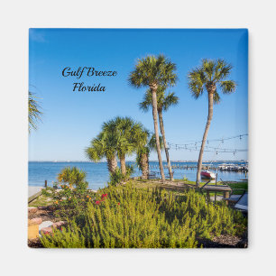 Imã Palm Trees Bayside Morning Square Magnet