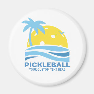 Imã Palmeira tropical Sun de Pickleball seu texto
