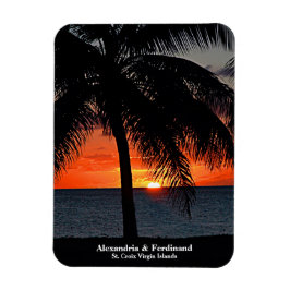 Ímã Palmeiras Sunset Palm Trees Ocean Beach Personaliz