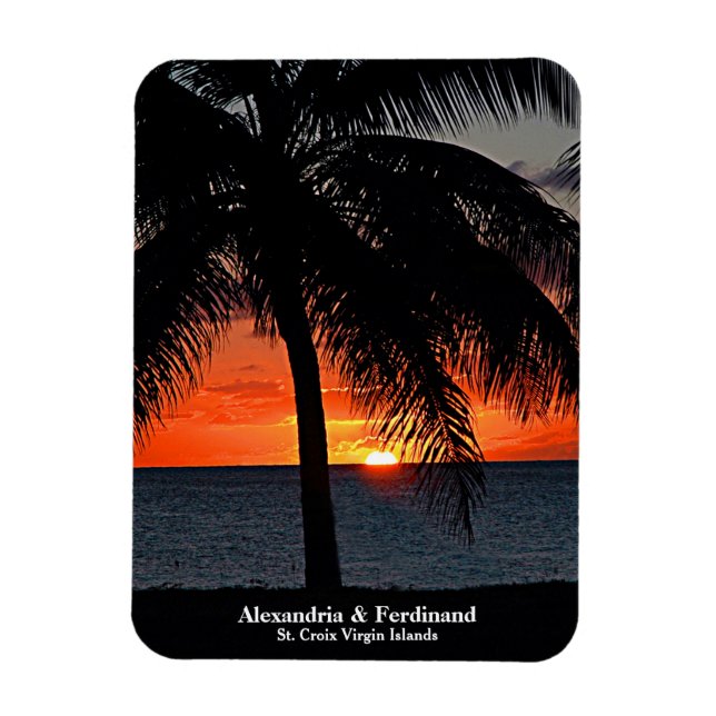 Ímã Palmeiras Sunset Palm Trees Ocean Beach Personaliz (Vertical)