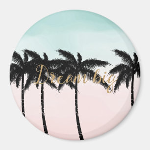 Imã Palmeiras tropicais pintadas cor-de-rosa Ombre son