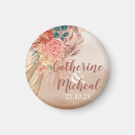 Imã Pampas Grass Floral Terracotta Boho Casamento Chic