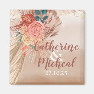 Imã Pampas Grass Floral Terracotta Boho Casamento Chic