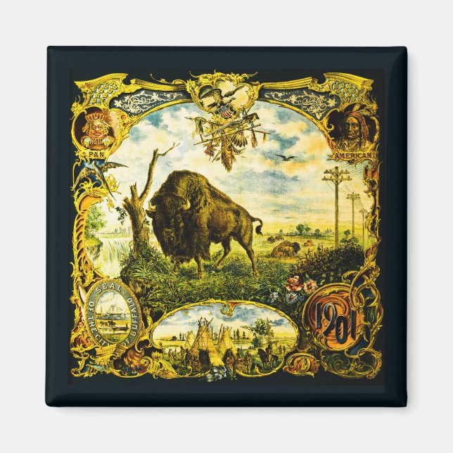 Imã Pan Am Expo com Motivos de Bisonho e Nativos Ameri (Frente)
