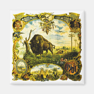 Imã Pan Am Expo com Motivos de Bisonte e Nativos Ameri