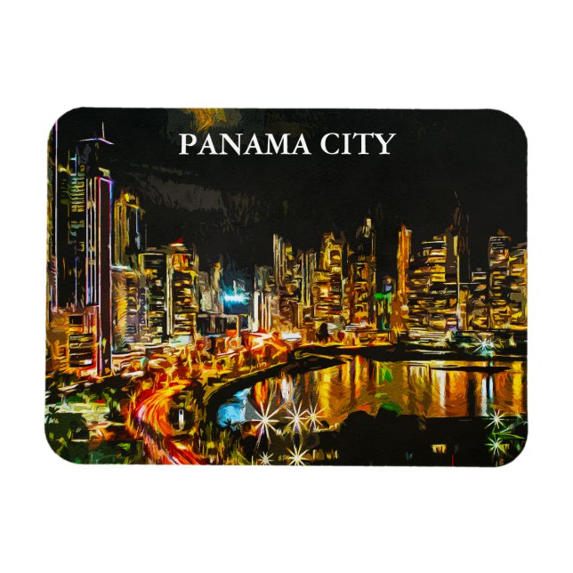 Ímã Panamá Cidade por Noite Cobra Skyline (Horizontal)
