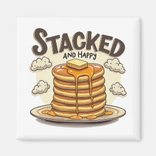 Imã Pancakes Empilhados E Felizes Delícia De Xarope