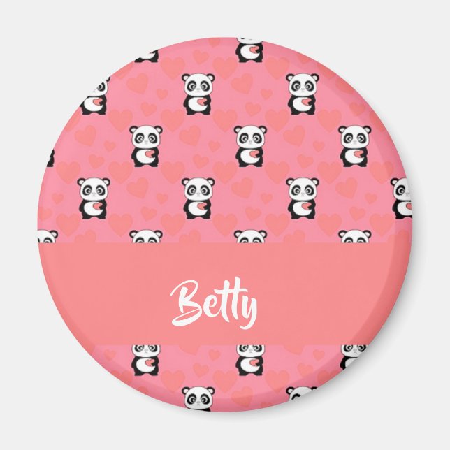 Imã Panda ama um padrão rosa (Frente)