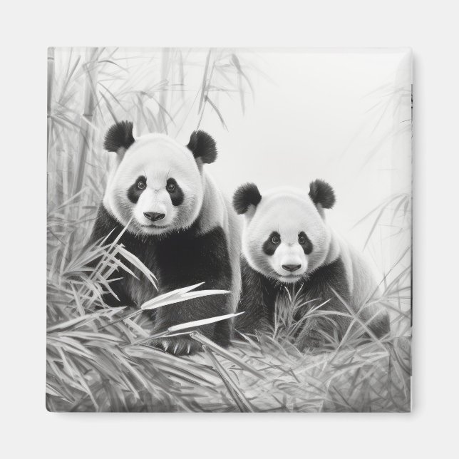 Imã Panda Animal Discovery Wild Nature Ink Sketch Art (Frente)
