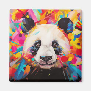 Imã Panda Animal Retrato Colorido